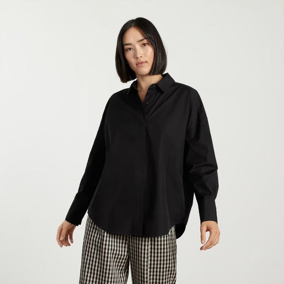 Everlane Shirt Black Oversized Poplin Button Down Long Sleeve NWT - Picture 2 of 12